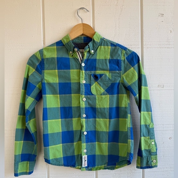 abercrombie kids Other - Abercrombie Kids Boys Blue and Green Checkered Button Up Shirt Size 9/10 Y2K